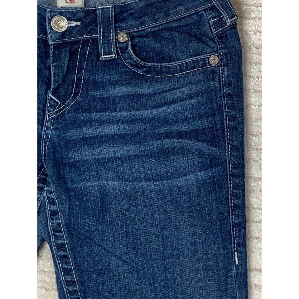 True Religion Becky Bootcut Jeans Dark Wash Low Rise Horseshoe Flap Pocket 27 - Picture 3 of 16